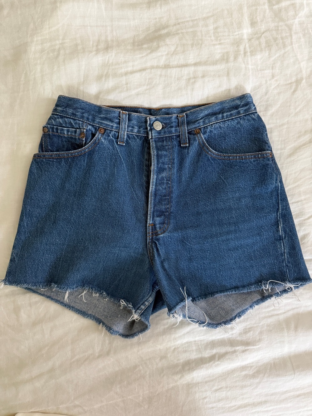 VINTAGE 501 Levi's Blue Denim Cutoff Shorts with Raw Hem